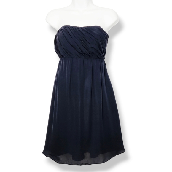 Alice + Olivia 100% Silk Blue Strapless Fit and Flare Party Dress Size 4 - Picture 1 of 8